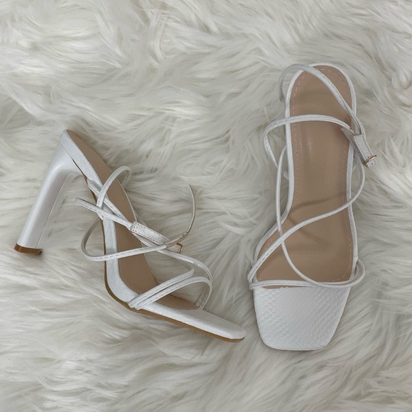 Shoes - White Stappy heels